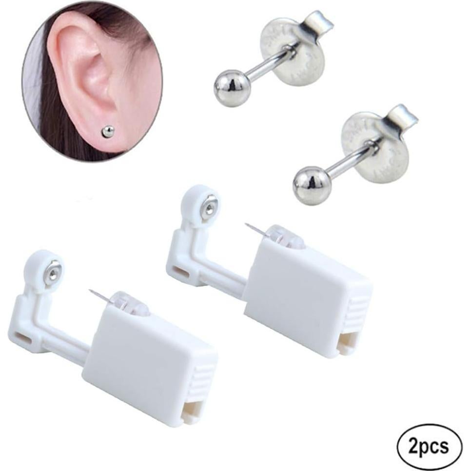 Kit de Perforación de Orejas Desechable 2 Piezas - Plata