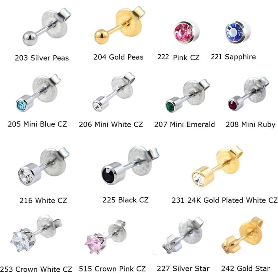 Kit de Perforación de Orejas Desechable 2 Piezas - Plata