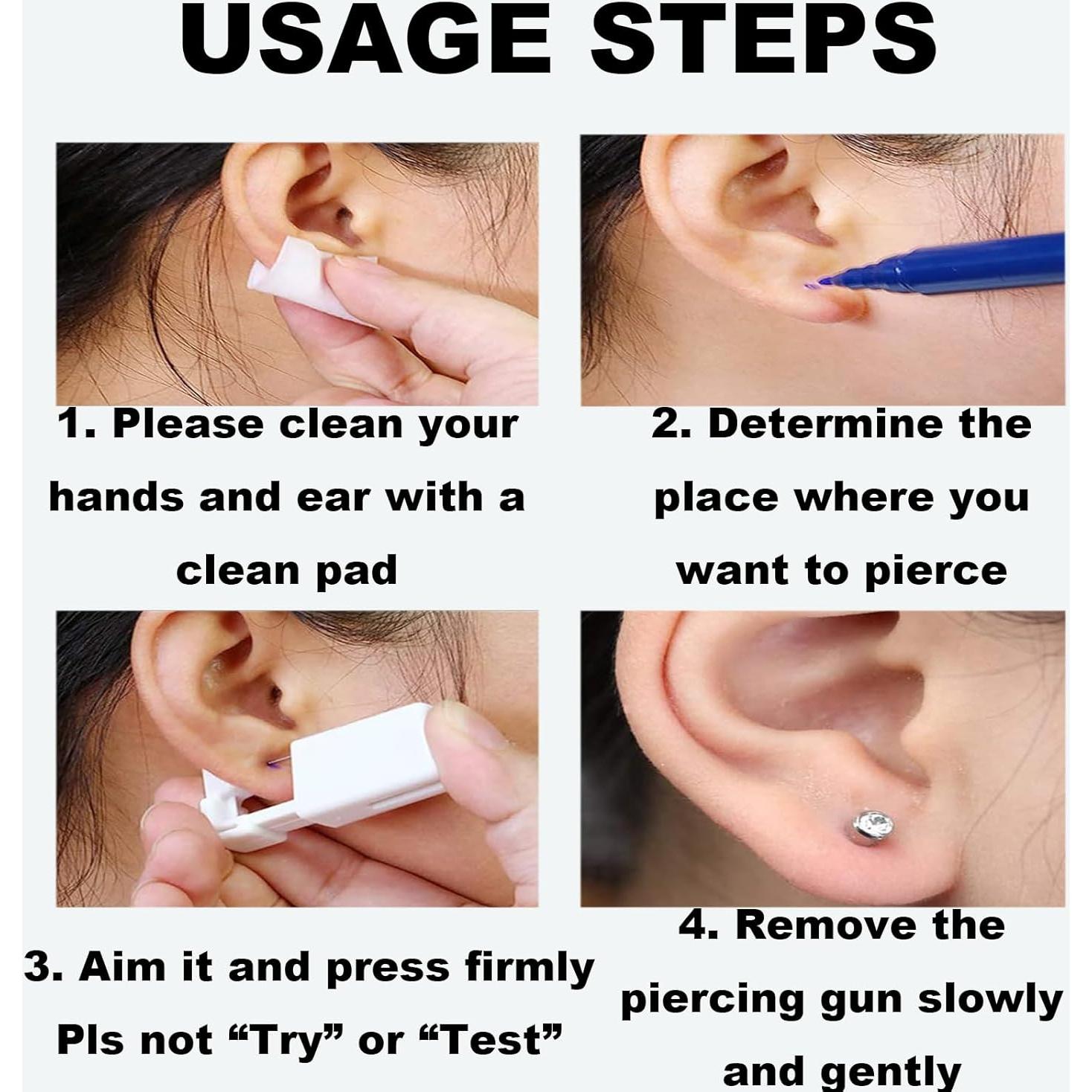 Kit de perforación de orejas 2 piezas - Pistola desechable 3mm