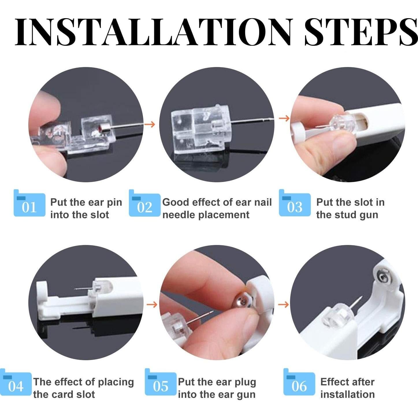 Kit de perforación de orejas 2 piezas - Pistola desechable 3mm