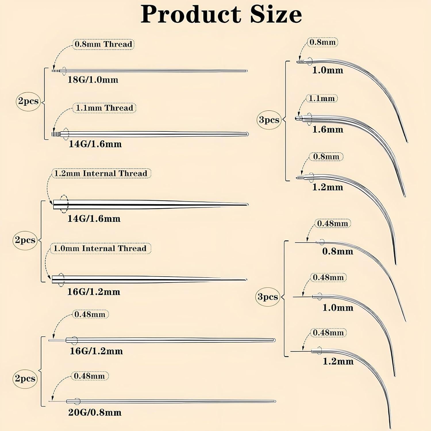 Juego de Herramientas de Piercing 12 PCS Acero Inoxidable