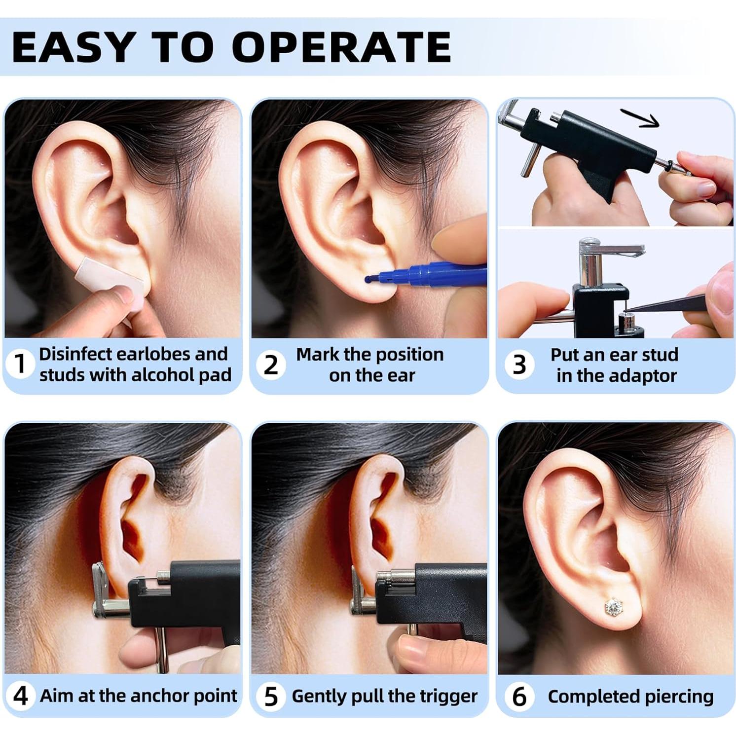 Kit de Perforación de Orejas Novopiercing con 18 Aretes