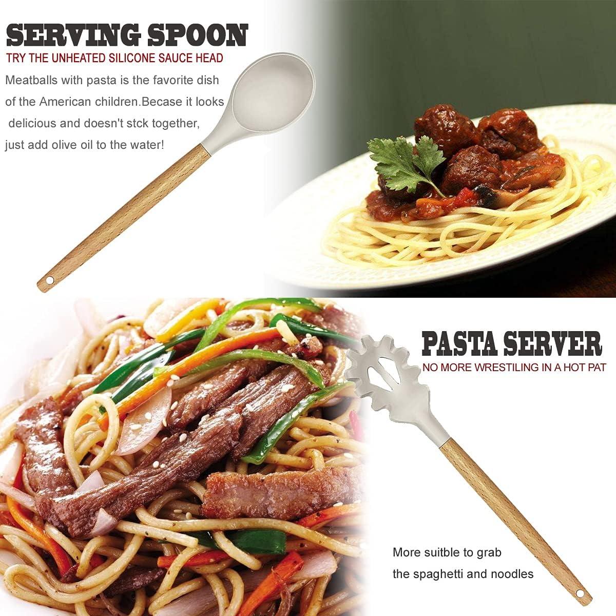 Juego de Utensilios de Cocina BESTZMWK 35 PZS Silicona y Madera