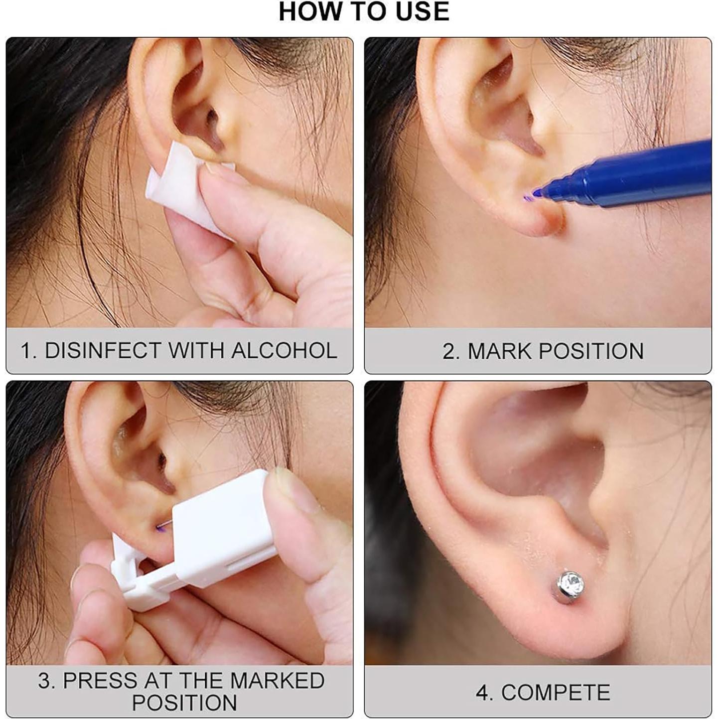 Kit de perforación de orejas SLVIEKAE con aretes CZ 4mm