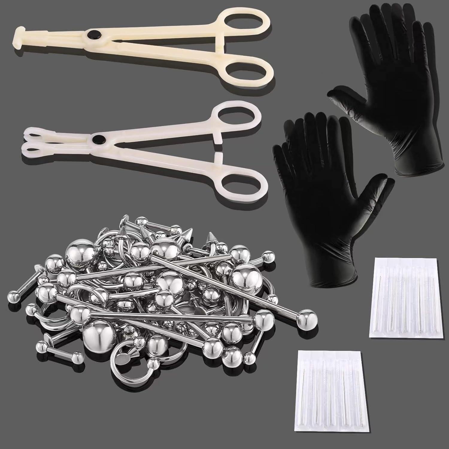 Kit de Piercing 104PCS Acero Inoxidable 14G 16G Unisex
