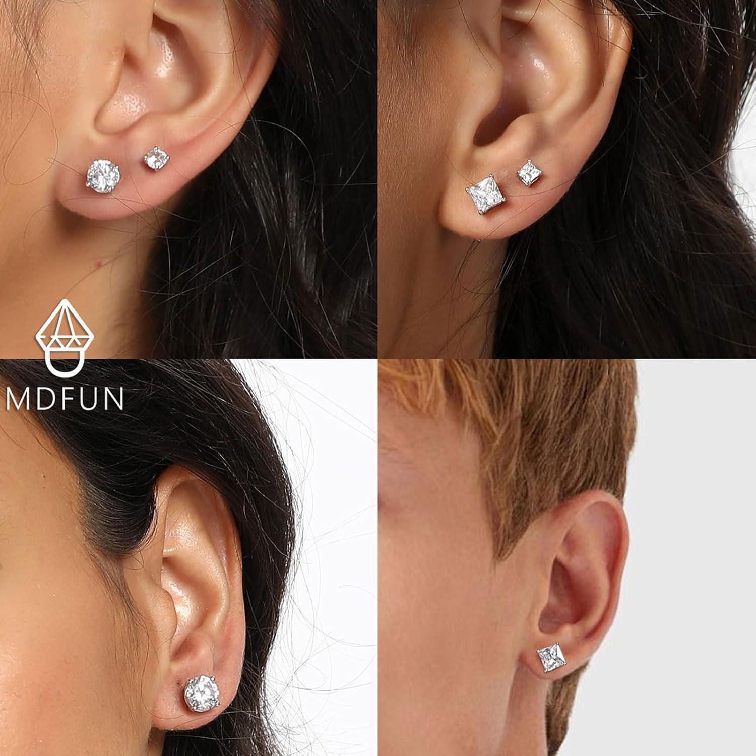 Pendientes de Stud MDFUN 6 Pares Acero Inoxidable Hipoalergénicos