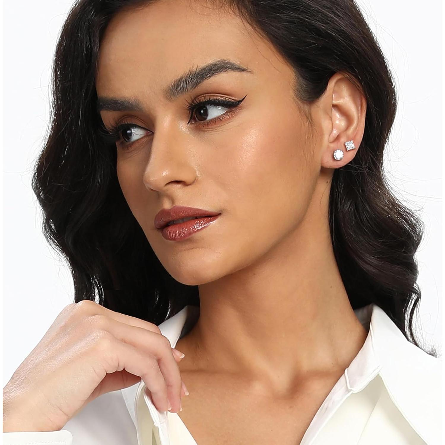 Pendientes de Stud MDFUN 6 Pares Acero Inoxidable Hipoalergénicos