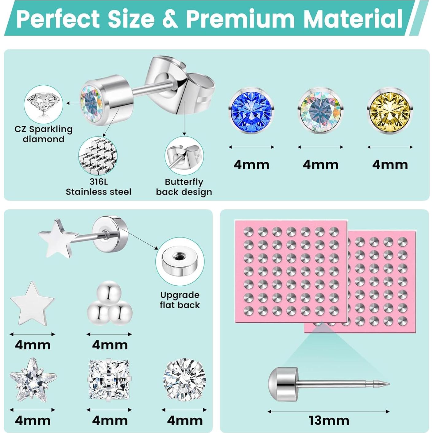 Kit de perforación de orejas Zygc con 63 aretes y pistola