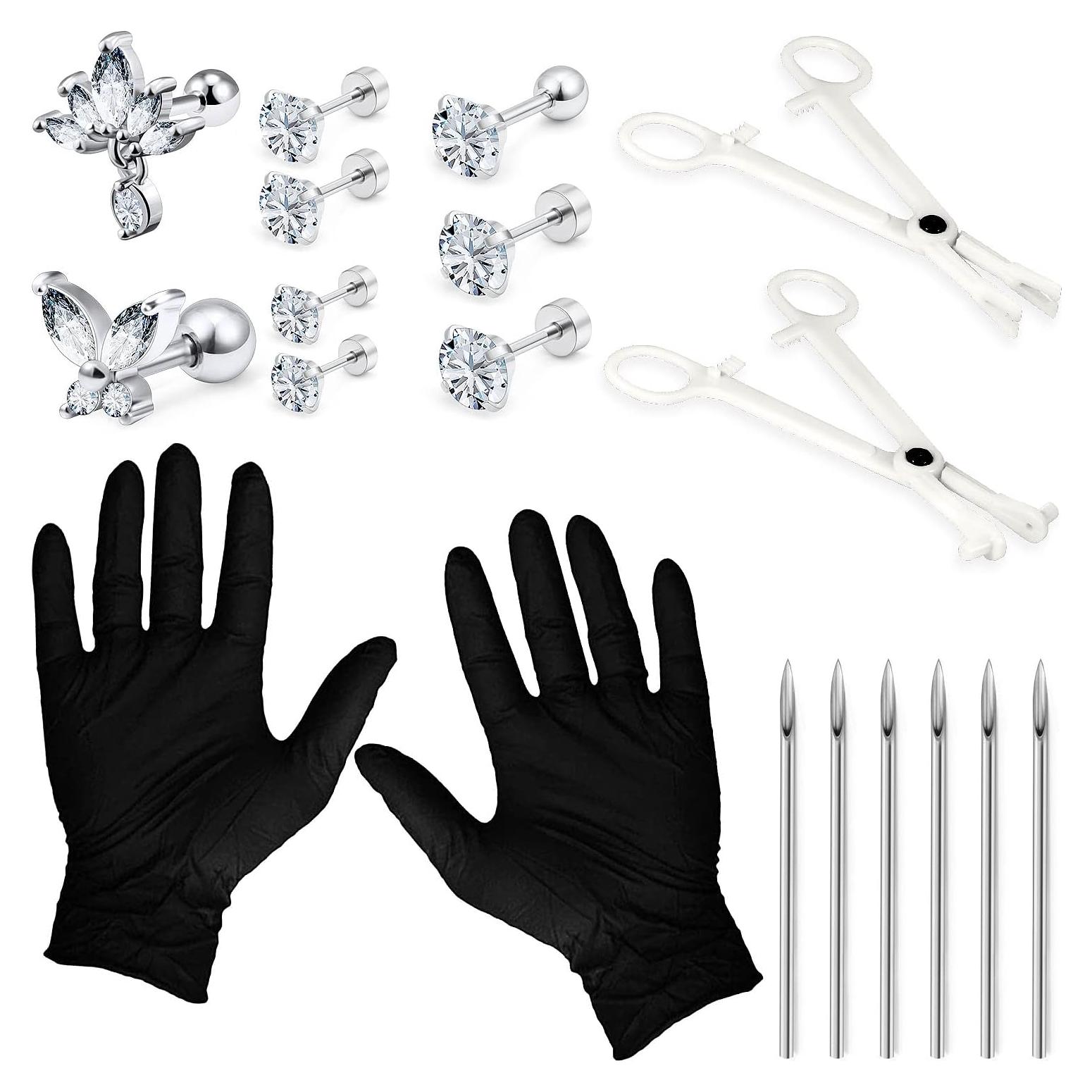 Kit de Perforación de Orejas Vsnnsns Acero Quirúrgico 16G