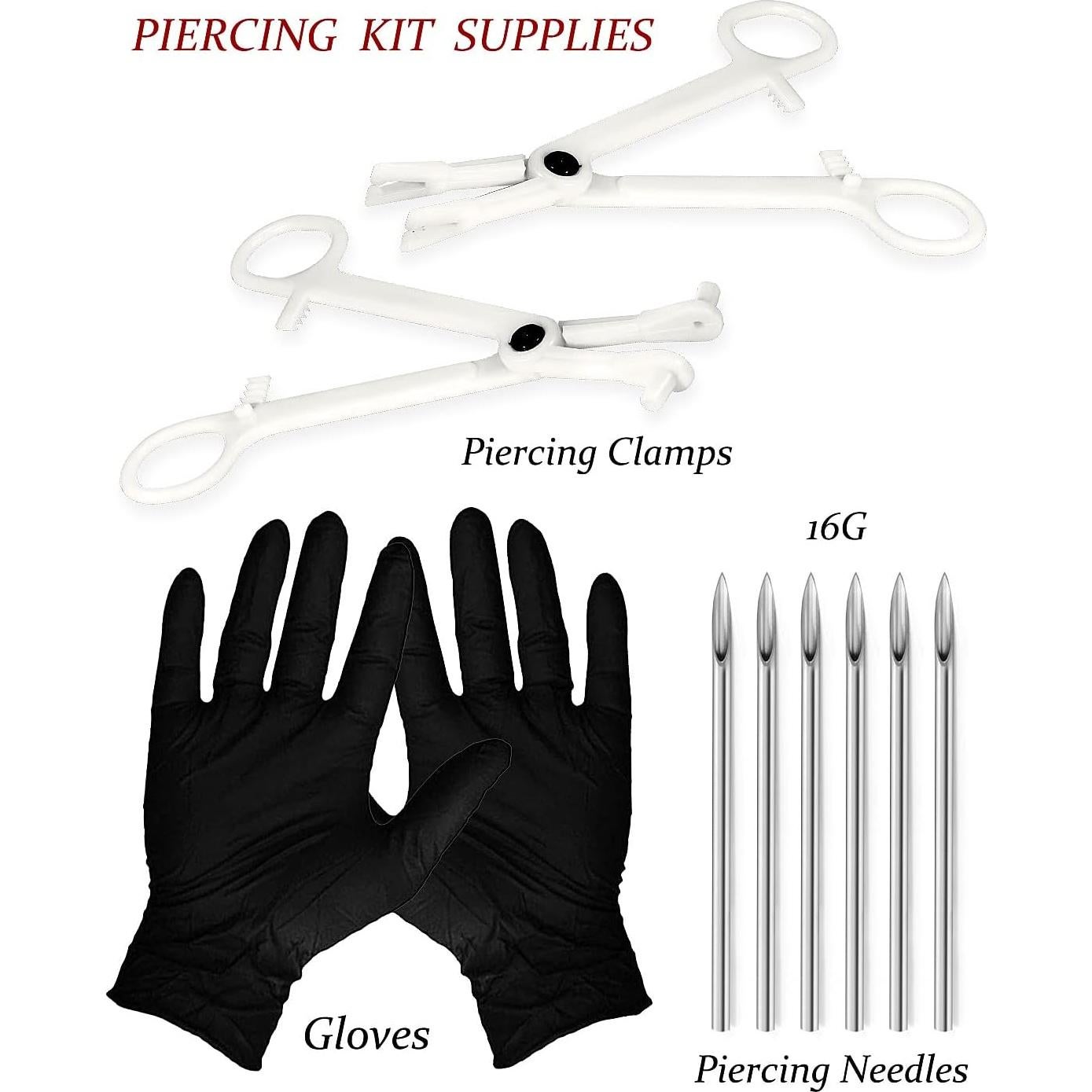 Kit de Perforación de Orejas Vsnnsns Acero Quirúrgico 16G