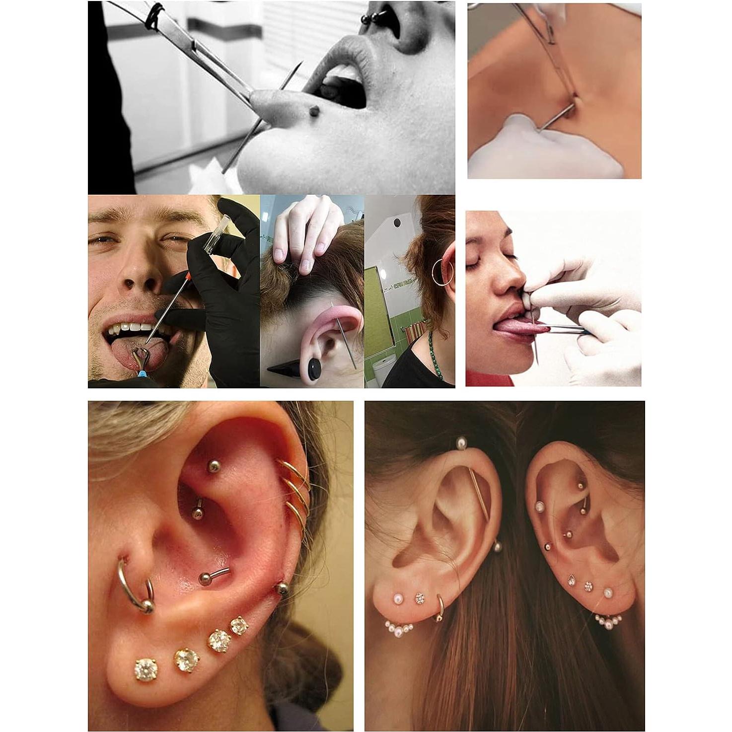 Kit de Perforación de Orejas Vsnnsns Acero Quirúrgico 16G