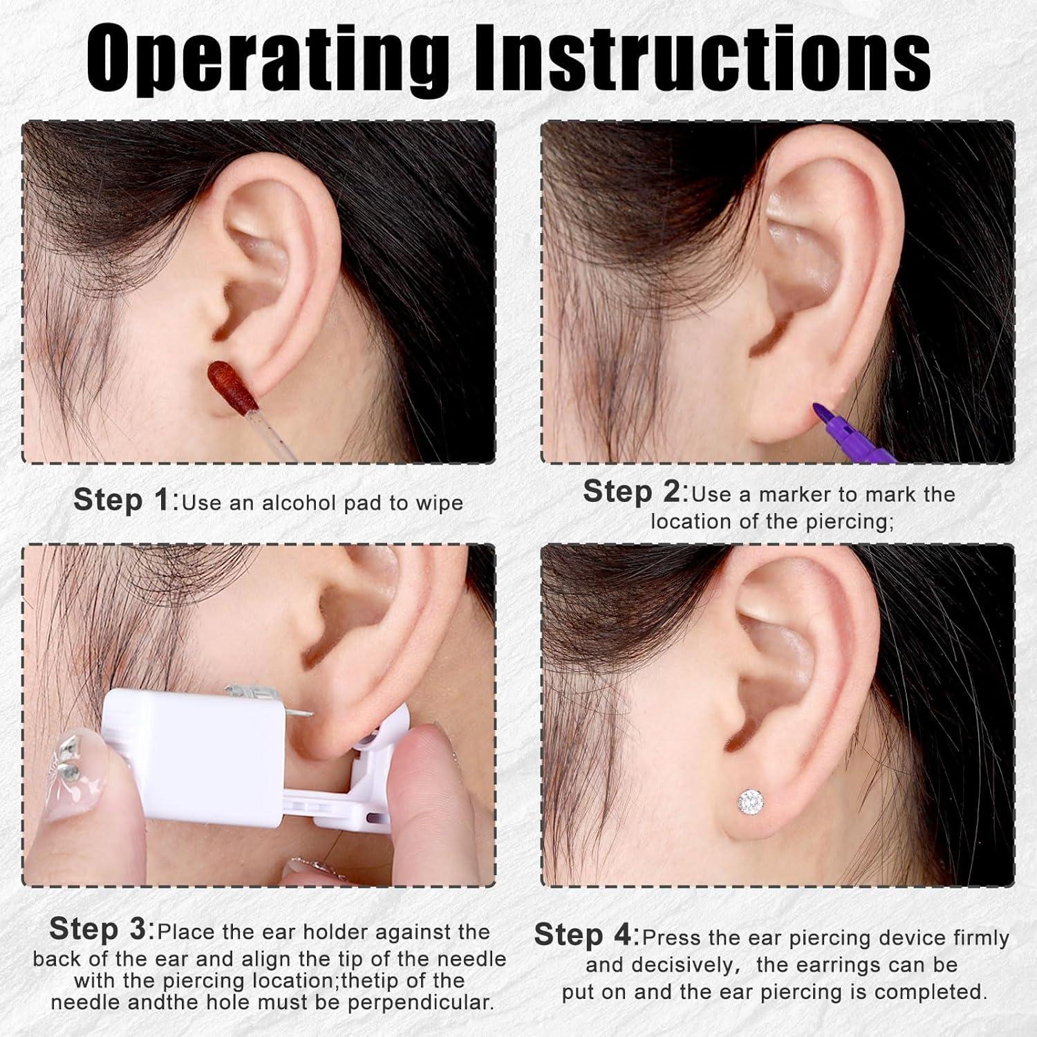 Kit de Perforación de Orejas Desechable Heygueo 49 Piezas