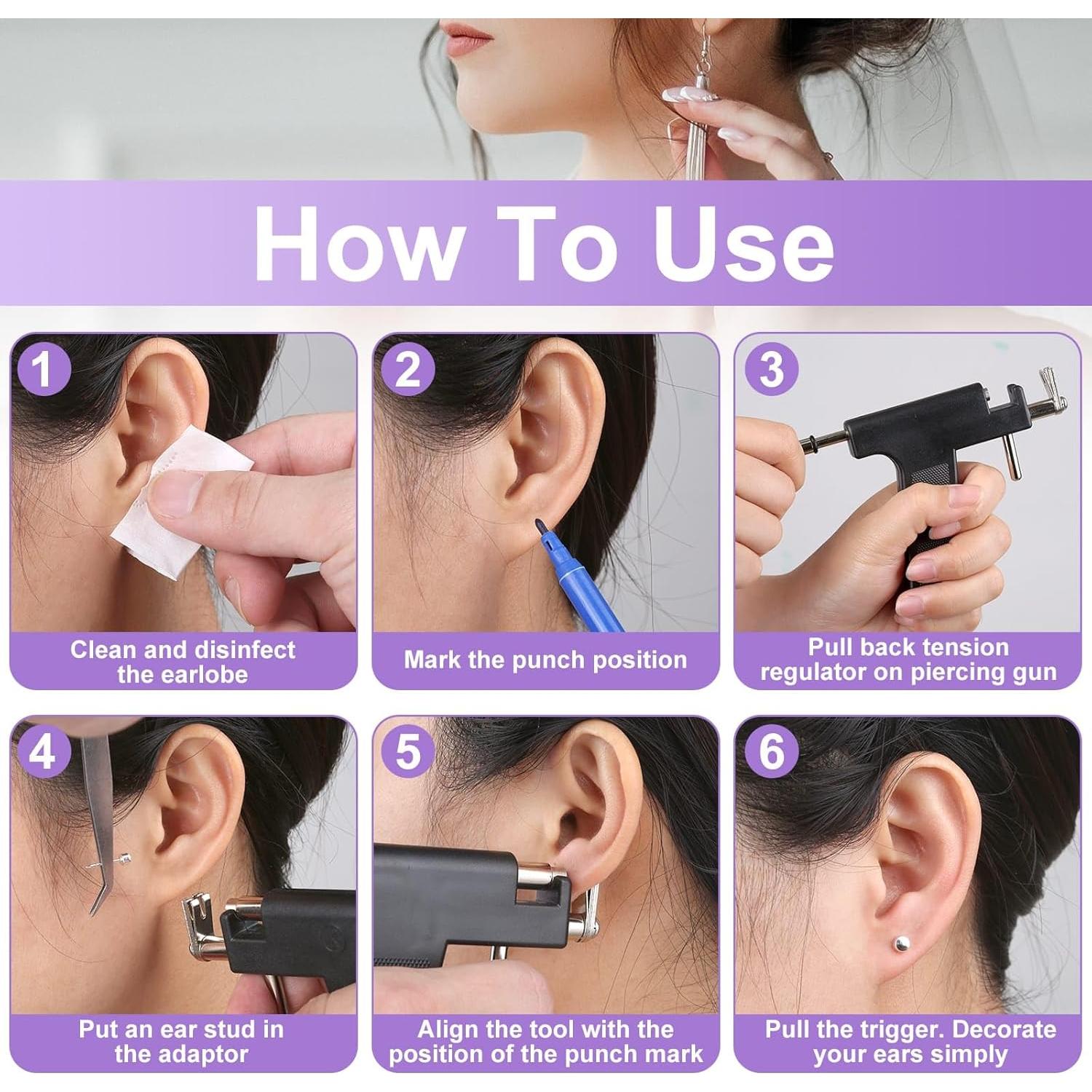 Kit de Perforación de Oídos Dexpinzo con 72 Pendientes