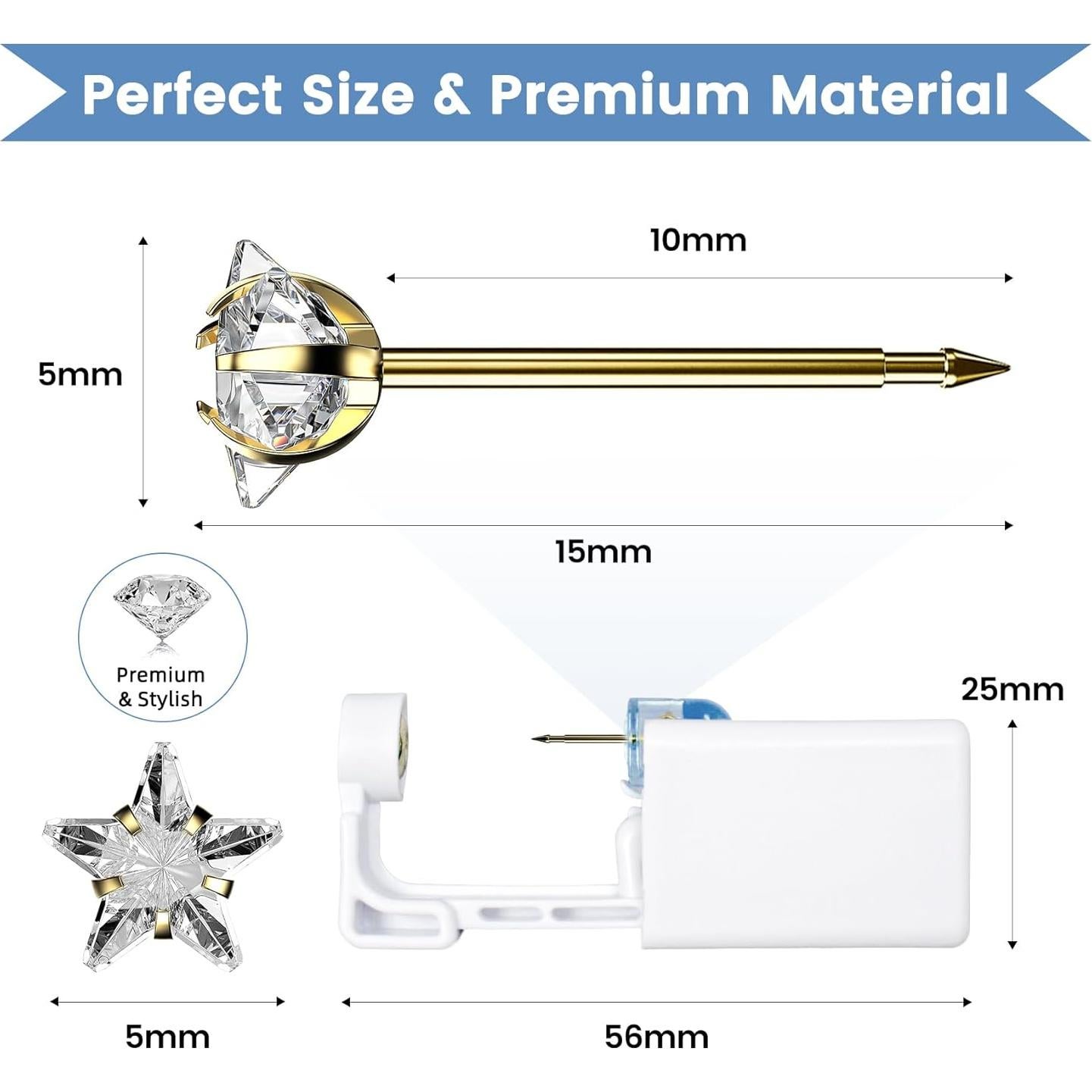 Kit de Perforación de Orejas Nunpag 12 Pcs Acero Inoxidable
