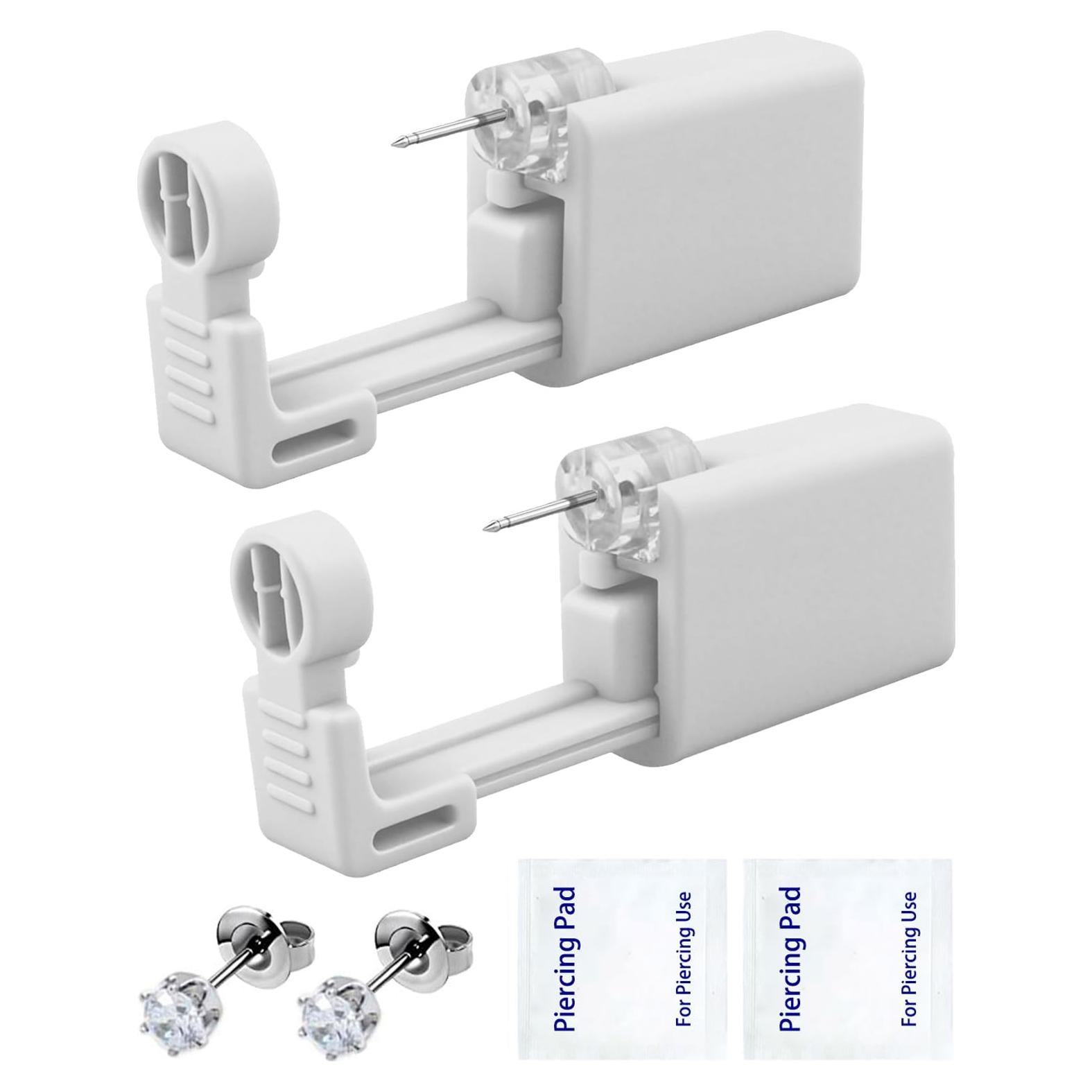 Kit de Perforación de Orejas Blanco - Pistola + Aretes CZ