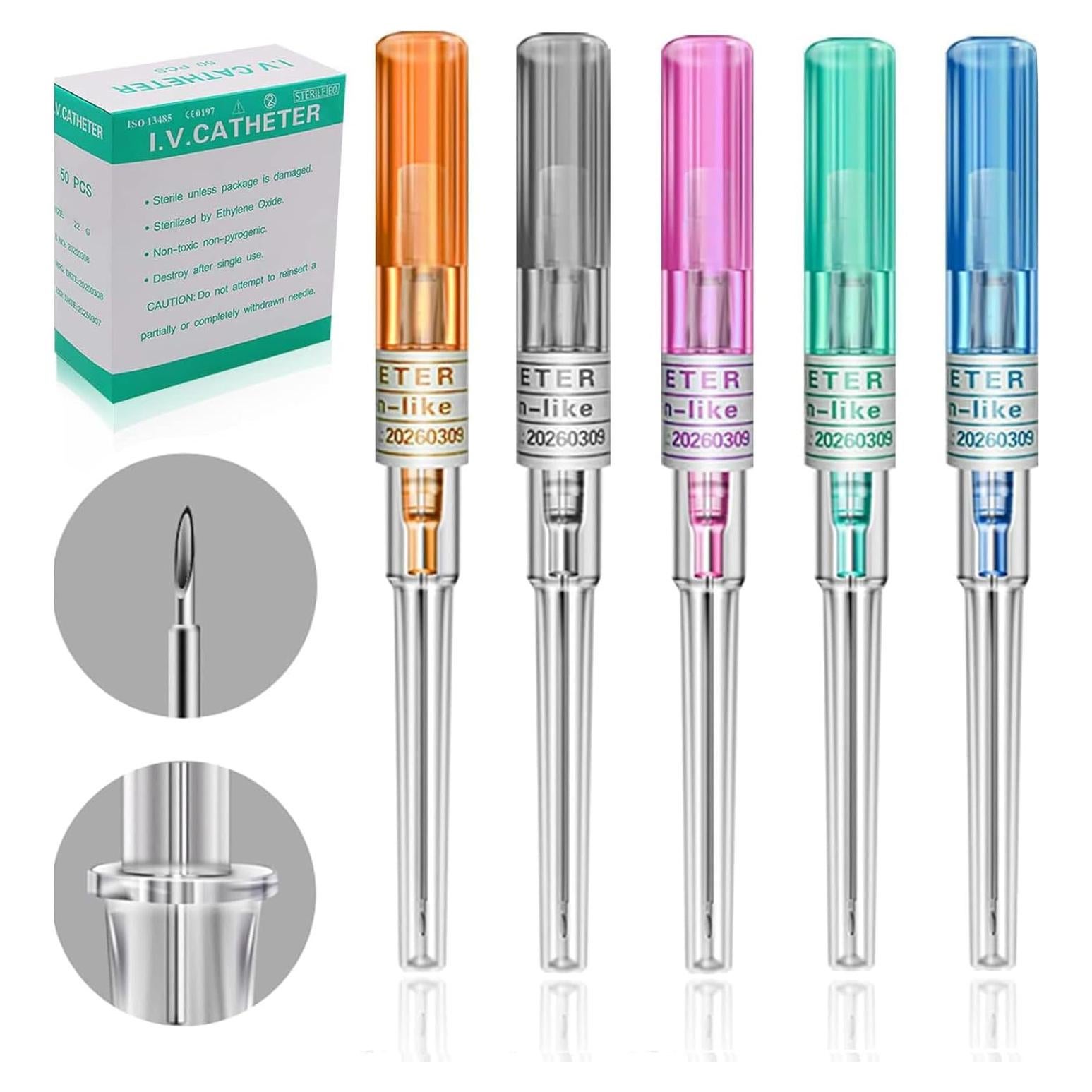 Kit de Piercing de Catéter Lyuxzad 50Pcs 12G-20G para Oreja y Nariz