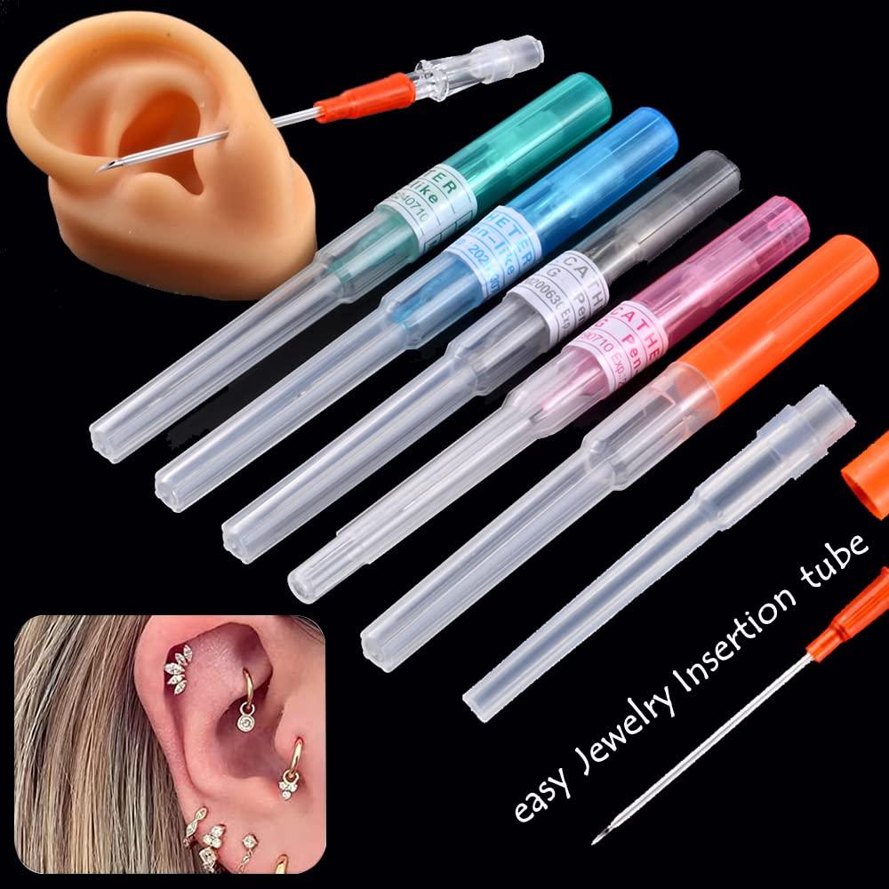 Kit de Piercing de Catéter Lyuxzad 50Pcs 12G-20G para Oreja y Nariz