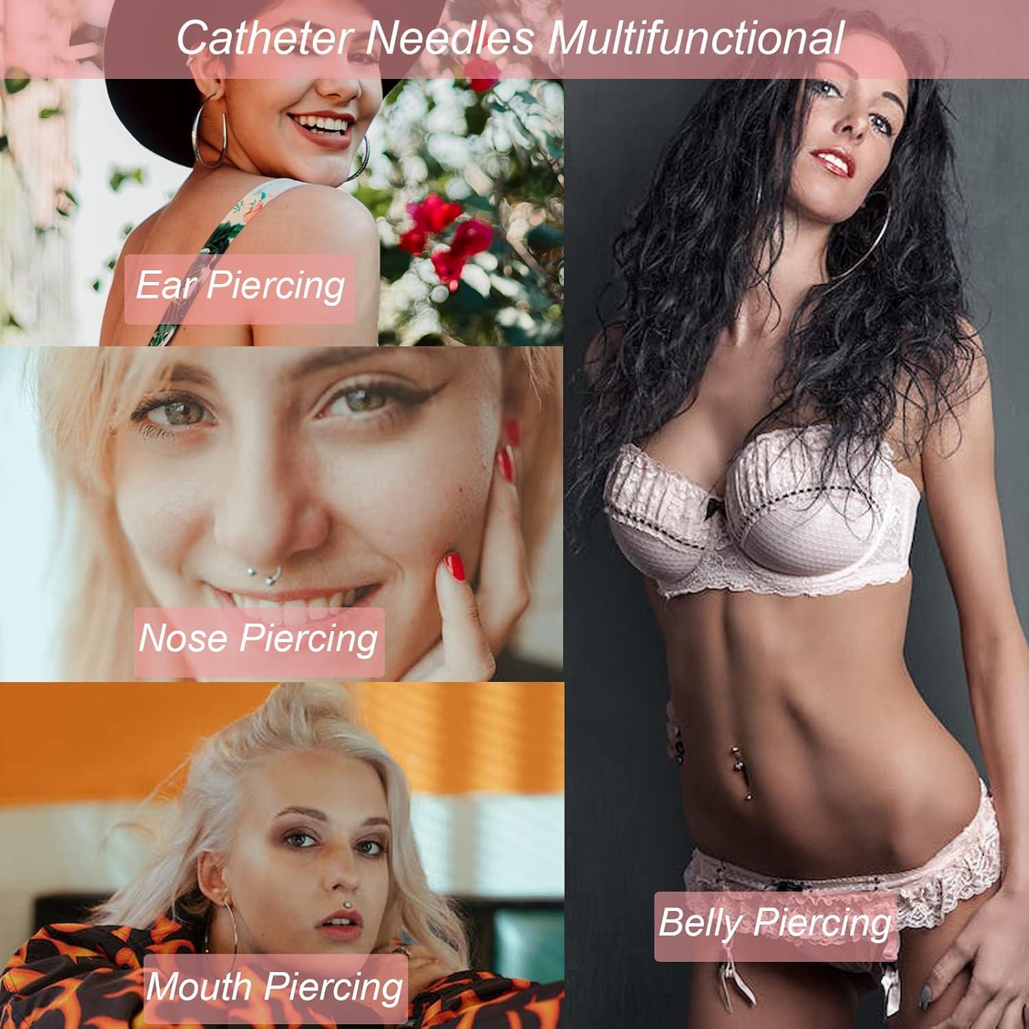 Kit de Piercing de Catéter Lyuxzad 50Pcs 12G-20G para Oreja y Nariz