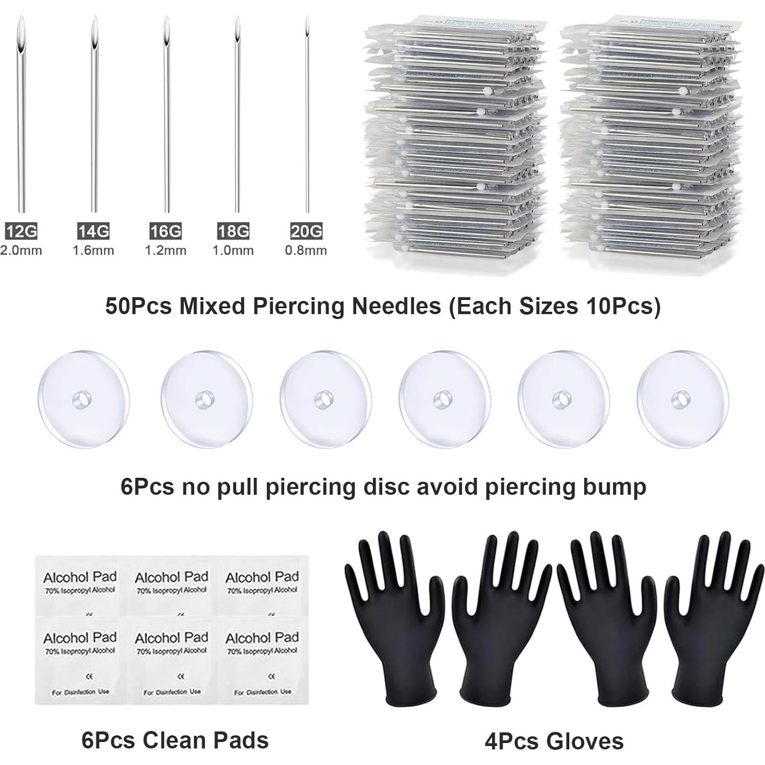 Kit de Piercing Profesional 66 Piezas JUDERO - Agujas 12G a 20G