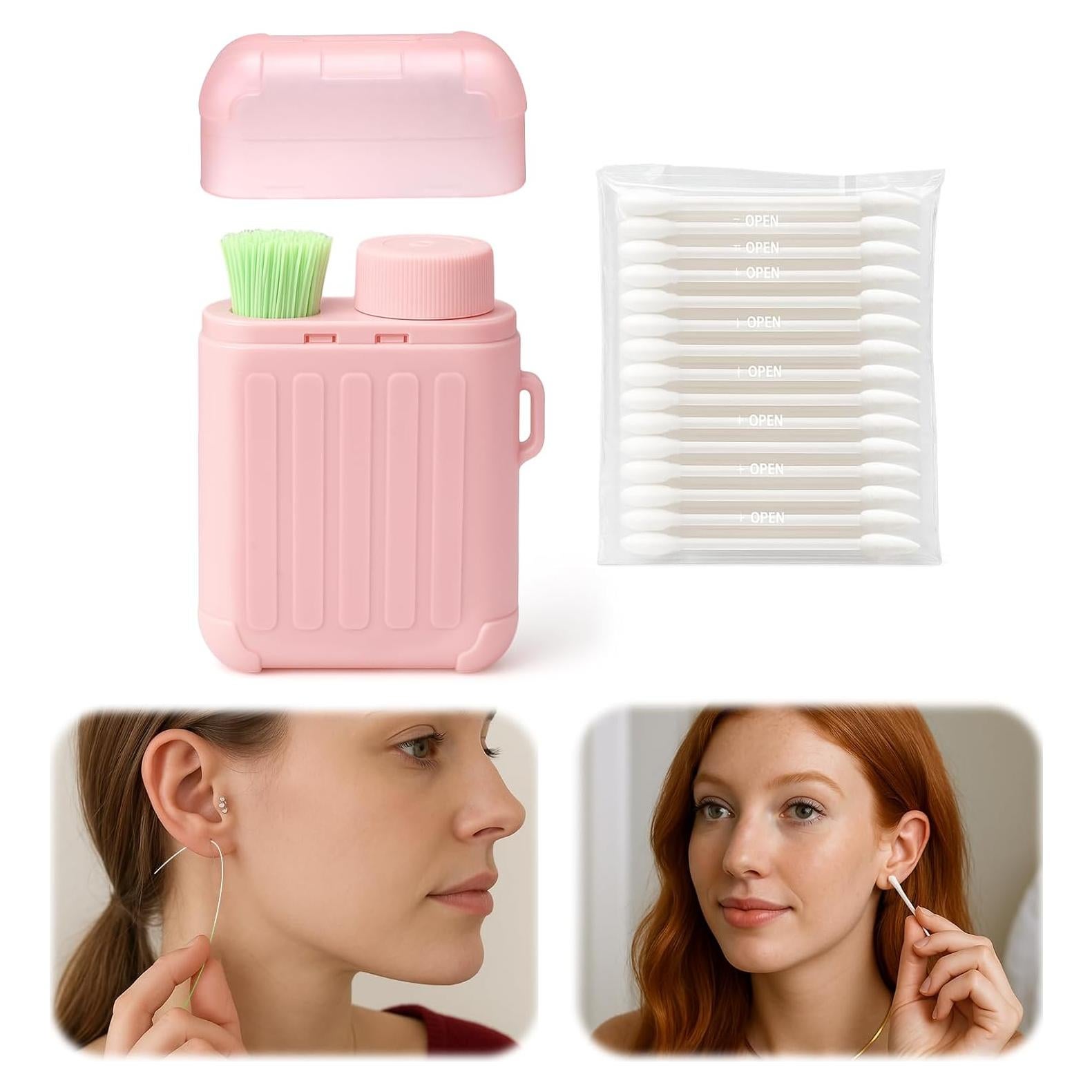 Kit de Limpieza de Piercing de Oreja XANGNIER Rosa 240 Hilos