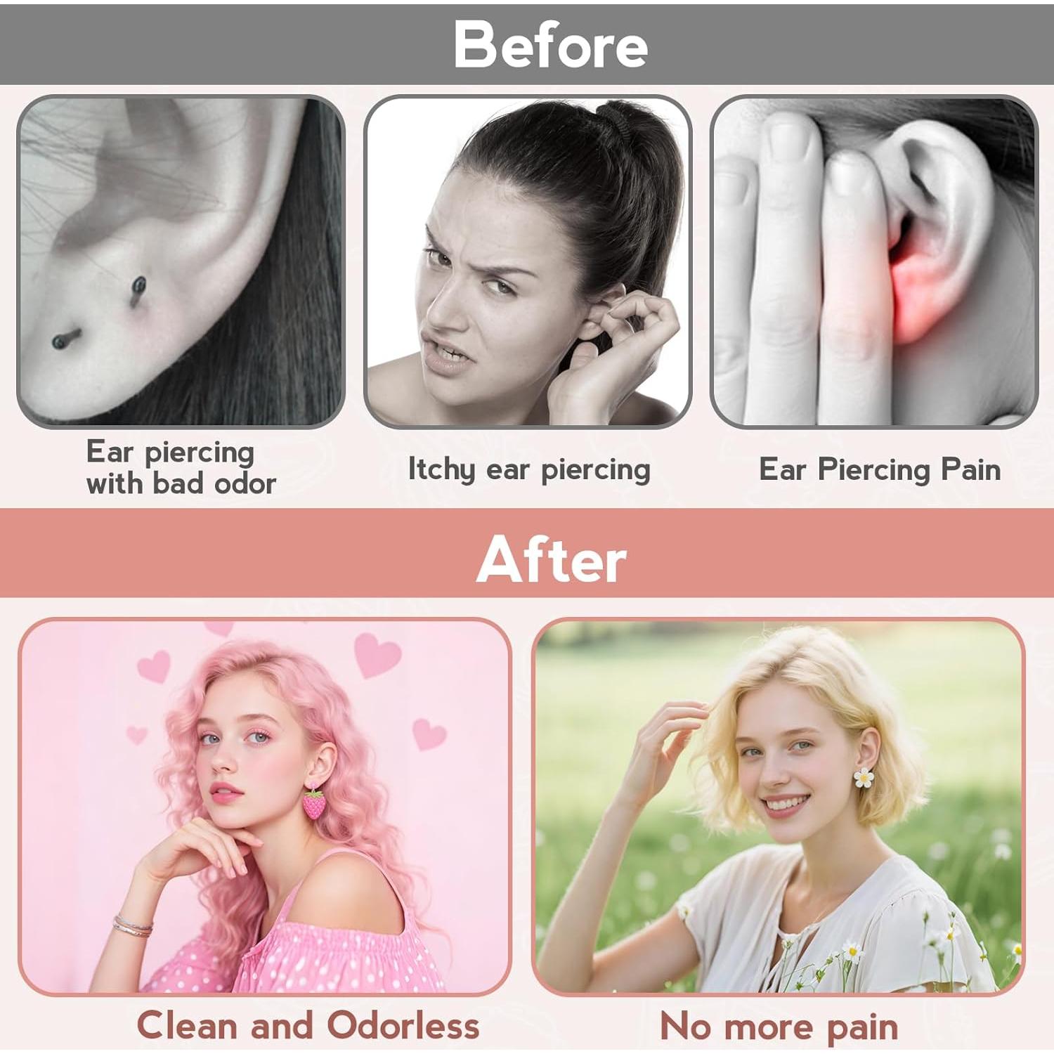 Kit de Limpieza de Piercing de Oreja XANGNIER Rosa 240 Hilos