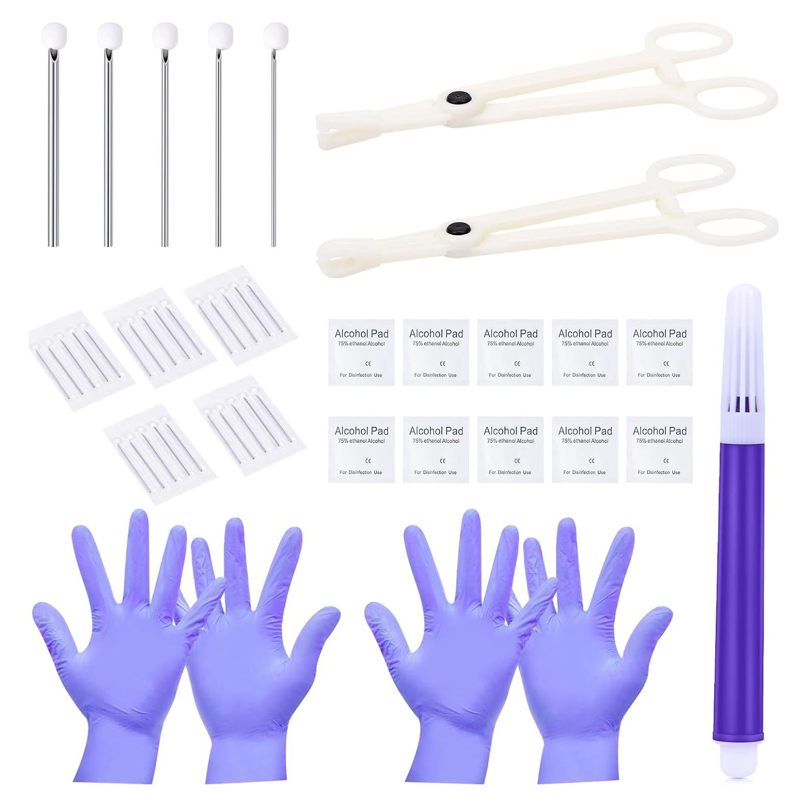 Kit de Agujas de Piercing DJCIW 40 Piezas con Pinzas Desechables