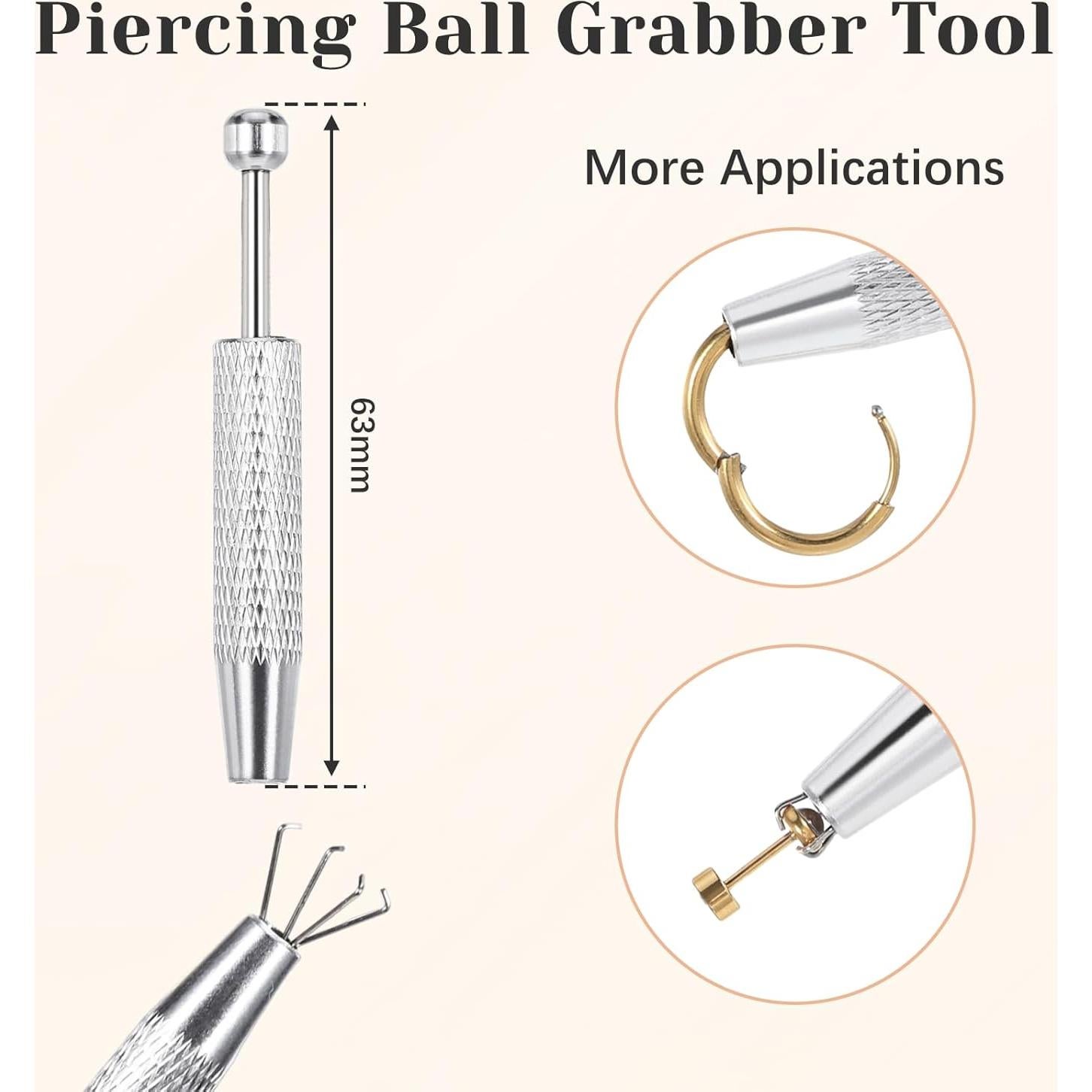 Kit de Herramientas para Piercing 16G 18G - Agarrador y Pendientes