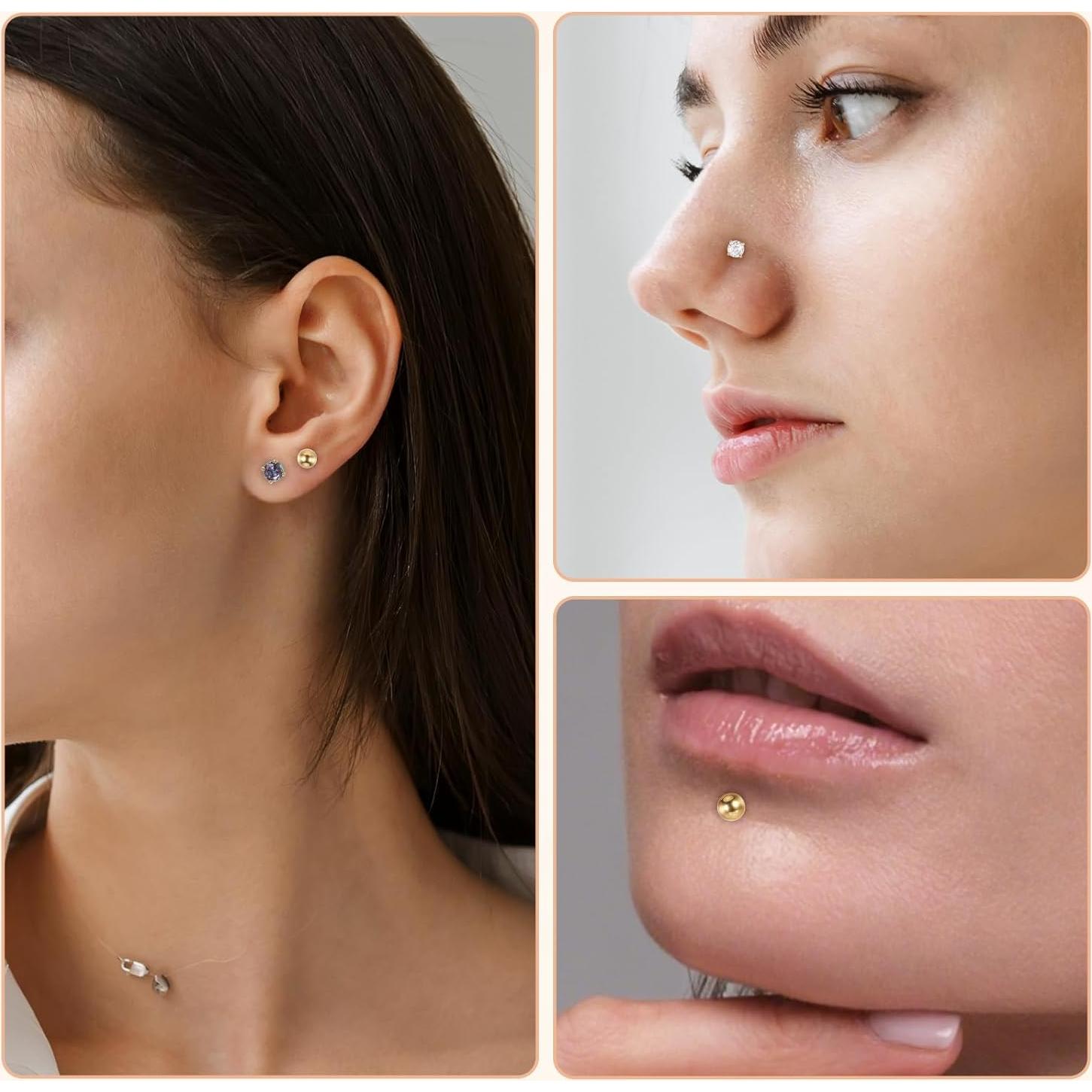 Kit de Herramientas para Piercing 16G 18G - Agarrador y Pendientes