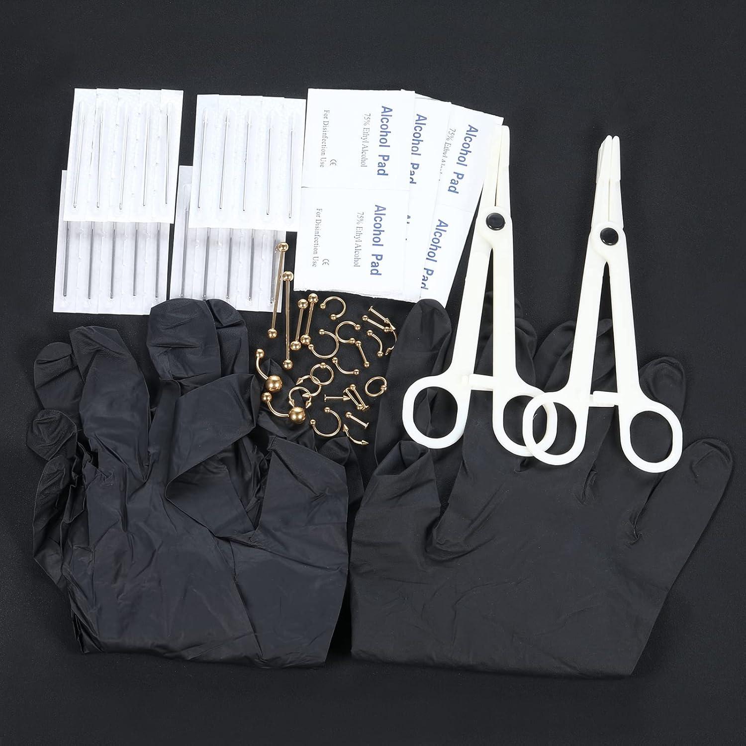 Kit de Piercing Corporal 58PCS Acero Quirúrgico 14G 16G Oro