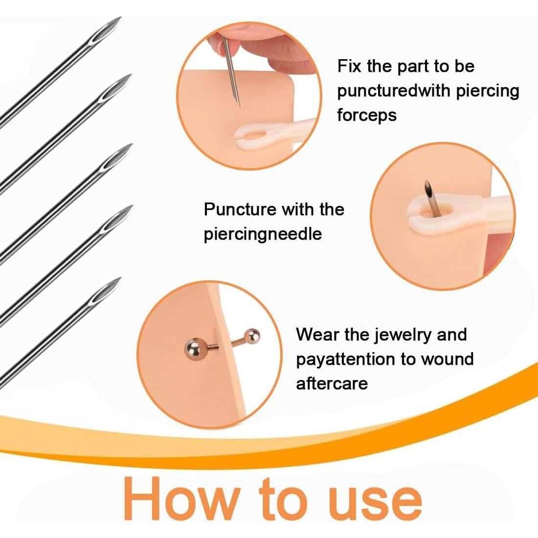 Kit de 30 Agujas para Piercing Estériles 18G Acero Inoxidable