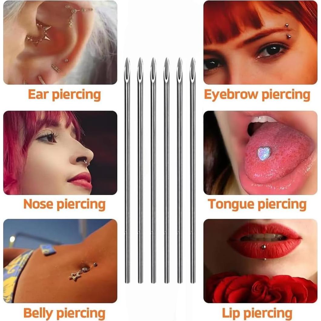 Kit de 30 Agujas para Piercing Estériles 18G Acero Inoxidable