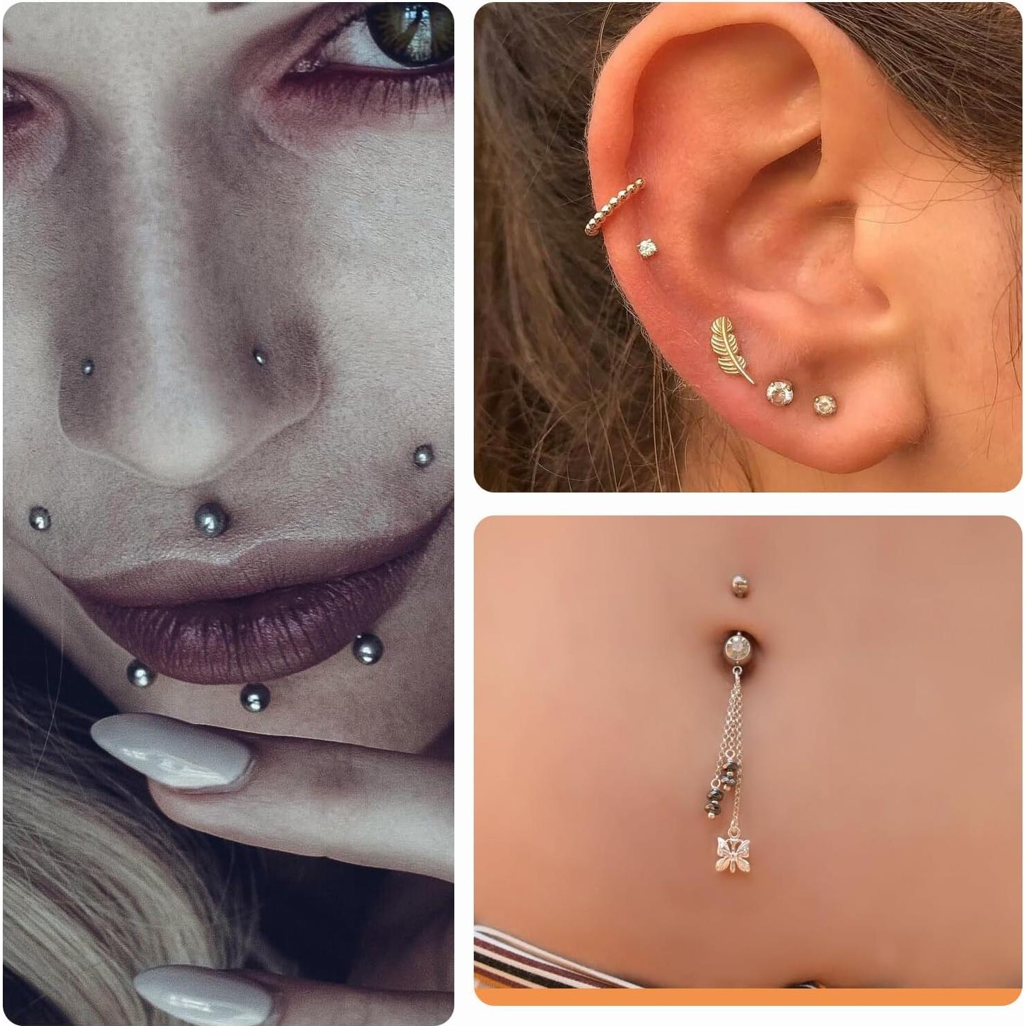 Kit de 30 Agujas para Piercing Estériles 18G Acero Inoxidable