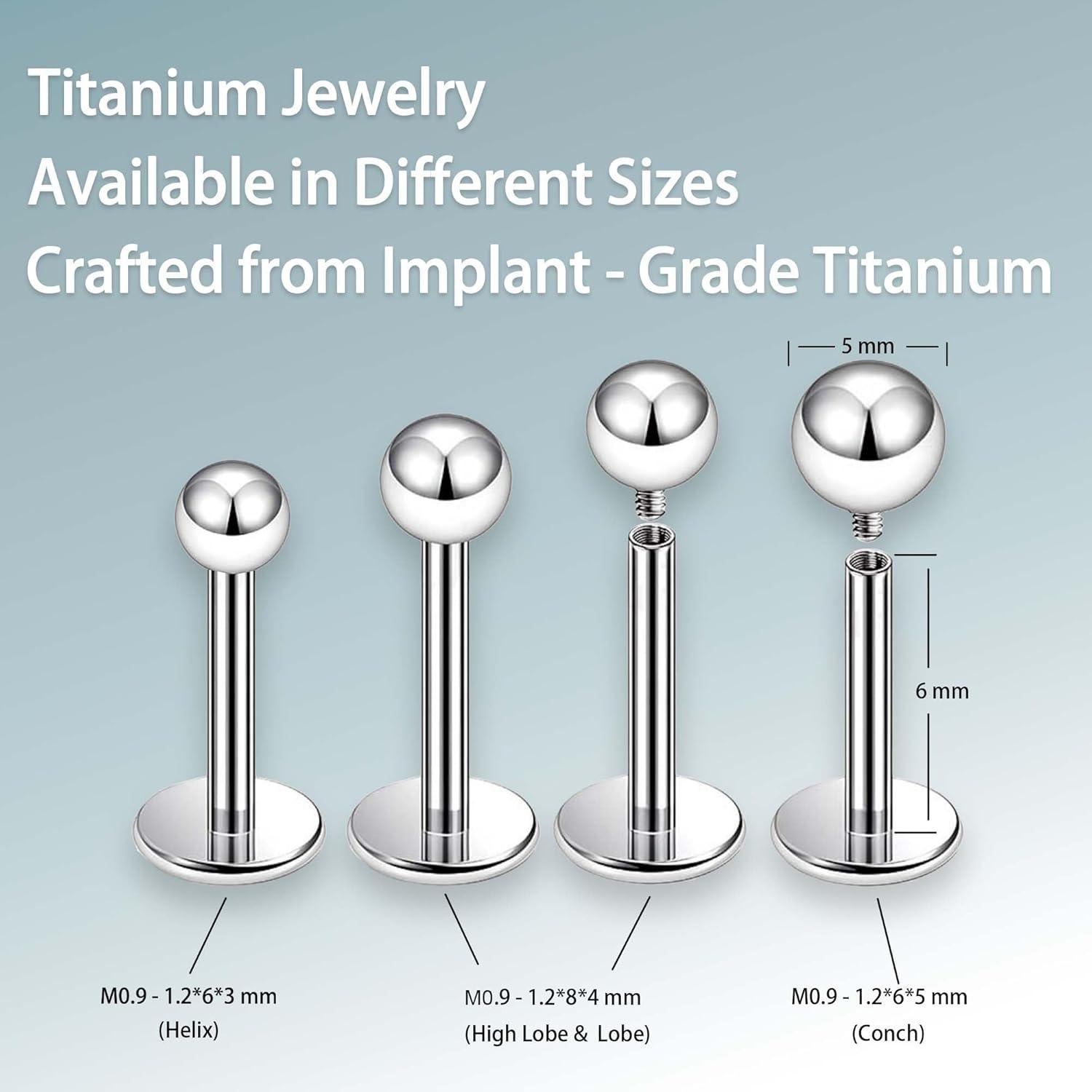 Kit de Piercing Estéril UAN 16G de Joyería de Titanio