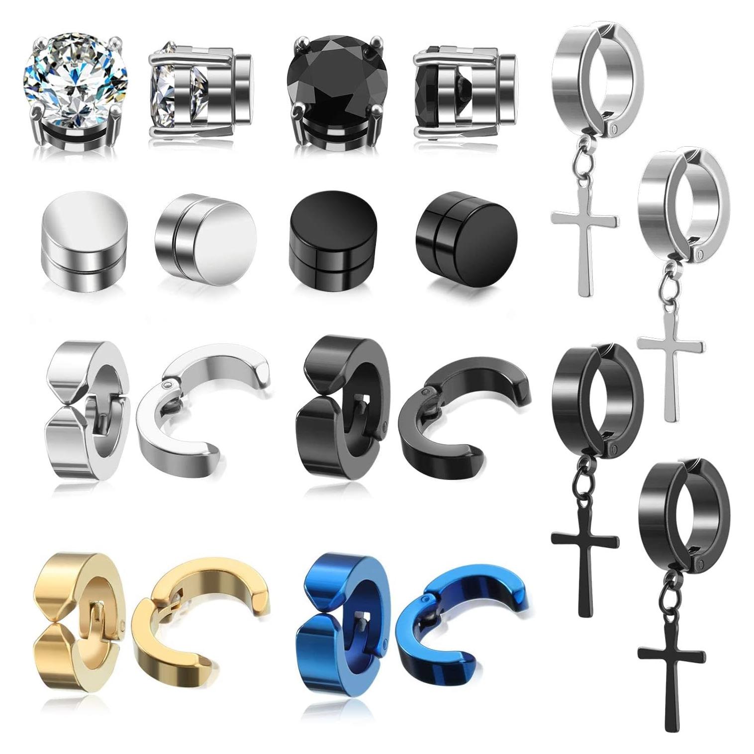 Juego de 10 Pares de Pendientes Magnéticos LEBOCADO Acero Inoxidable