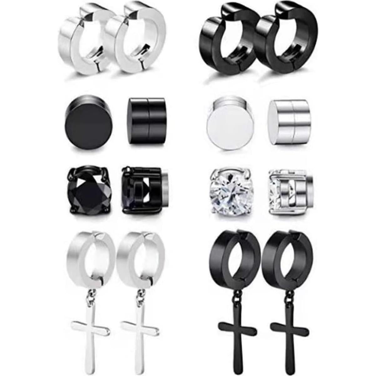 Juego de 10 Pares de Pendientes Magnéticos LEBOCADO Acero Inoxidable