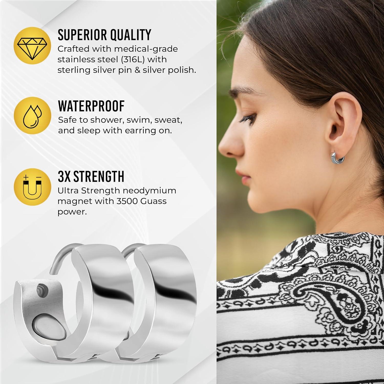 Pendientes Magnéticos MagnetRX de Acero Inoxidable para Mujeres - Terapia Linfática