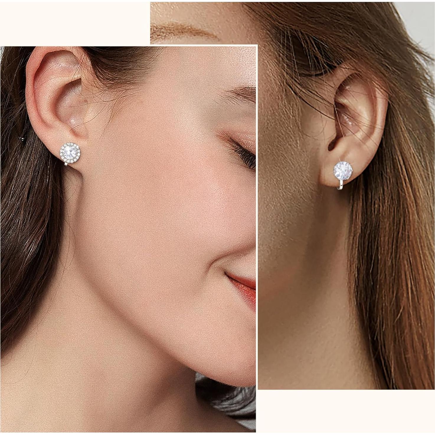 Pendientes de Clip Hipoalergénicos Ritach Plata Circonita