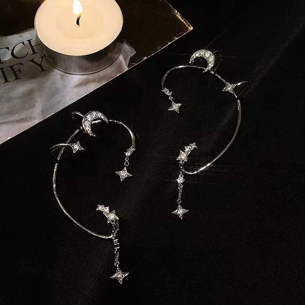 Pendientes de Clip para Mujeres Luna y Estrella - 2 Piezas