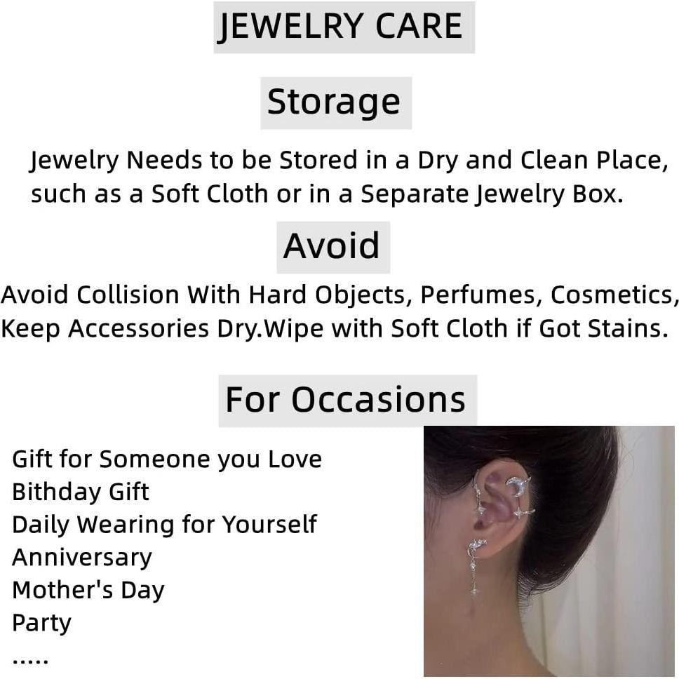 Pendientes de Clip para Mujeres Luna y Estrella - 2 Piezas