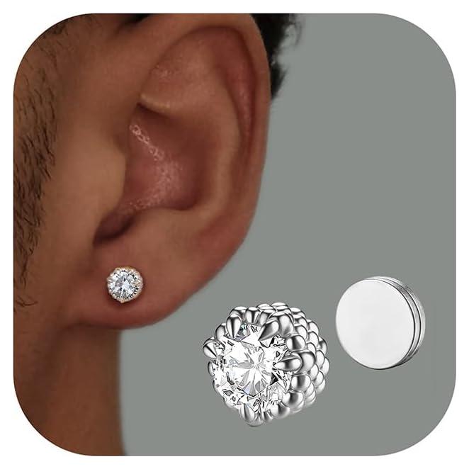 Pendientes Magnéticos GEMQUEEN 6.5MM Plata Hipoalergénicos