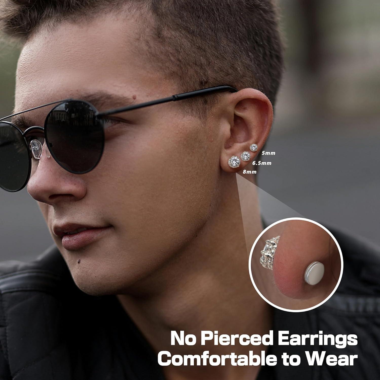 Pendientes Magnéticos GEMQUEEN 6.5MM Plata Hipoalergénicos