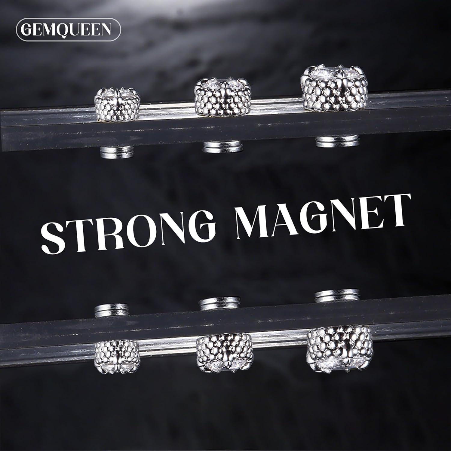 Pendientes Magnéticos GEMQUEEN 6.5MM Plata Hipoalergénicos