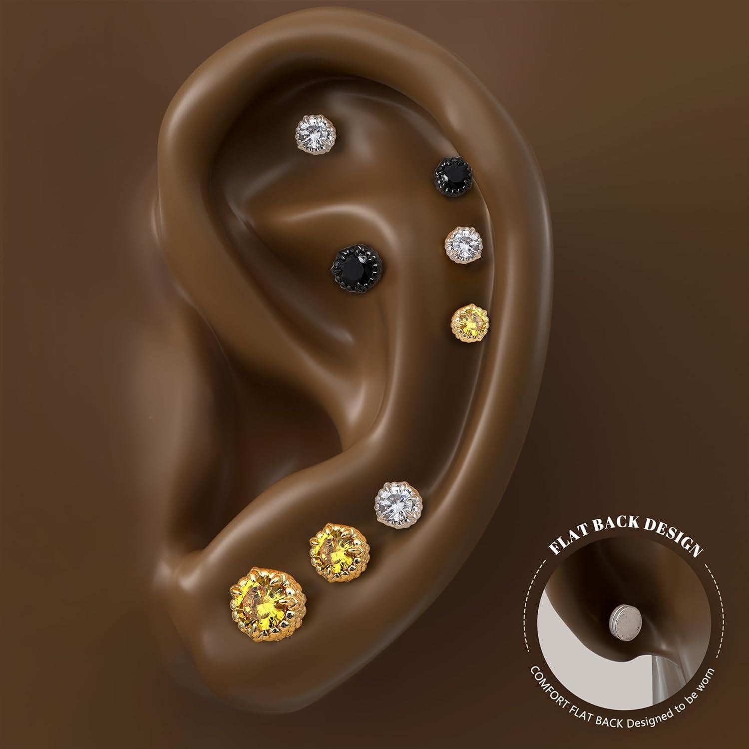 Pendientes Magnéticos GEMQUEEN 6.5MM Plata Hipoalergénicos