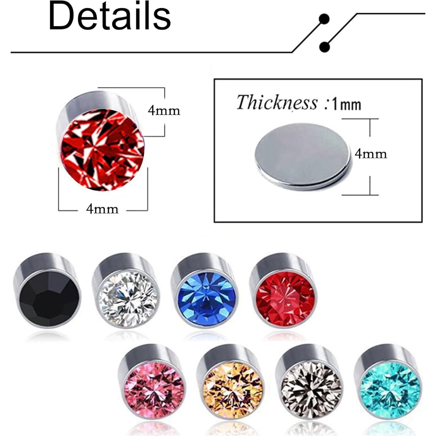 18 Pares Pendientes Magnéticos Ofeiyaa Sin Perforación 4mm 6mm