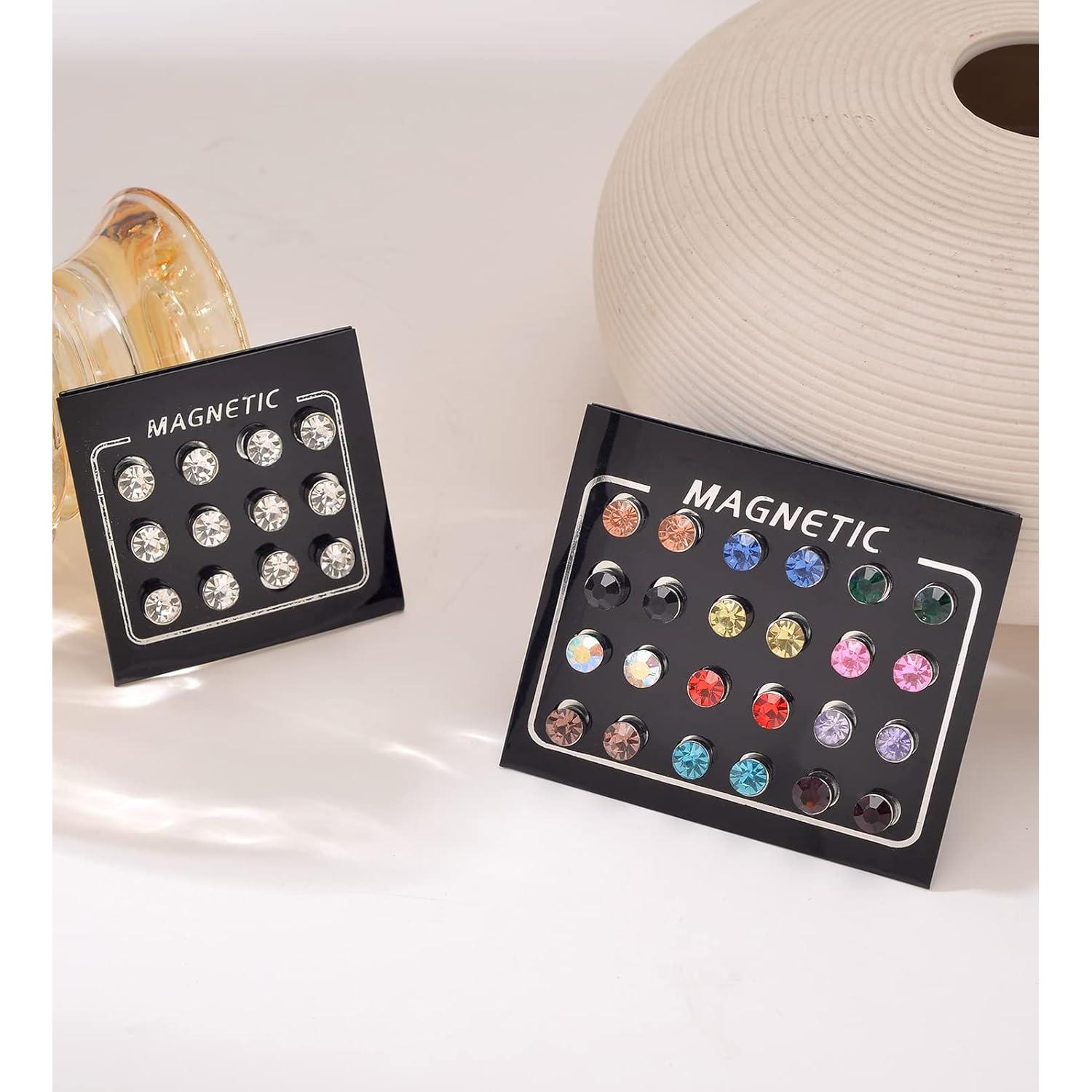 18 Pares Pendientes Magnéticos Ofeiyaa Sin Perforación 4mm 6mm