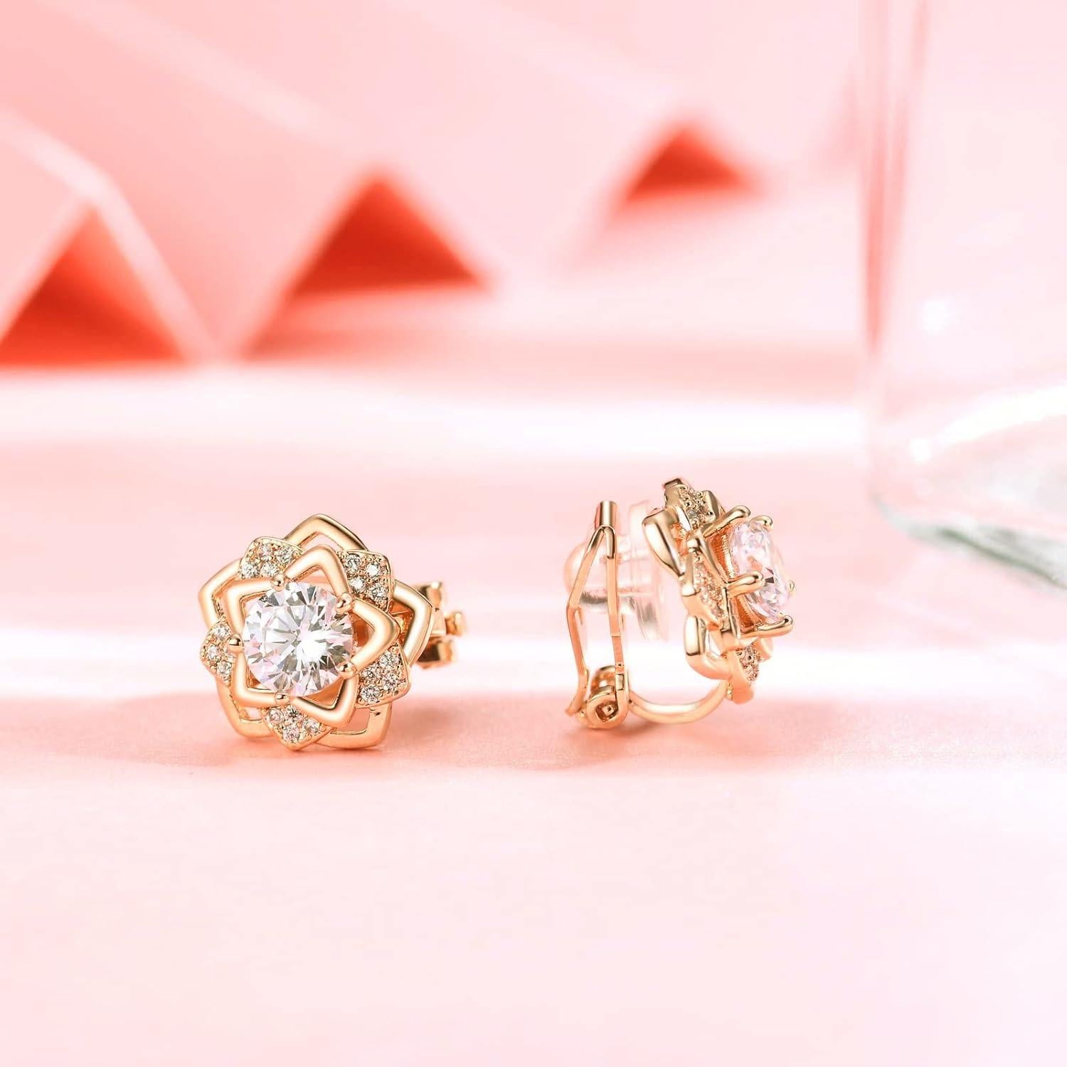 Pendientes de Clip de Oro 14K para Mujeres - Croissant Hipoalergénicos