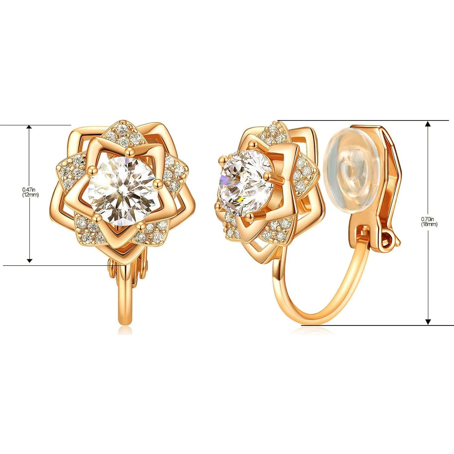 Pendientes de Clip de Oro 14K para Mujeres - Croissant Hipoalergénicos