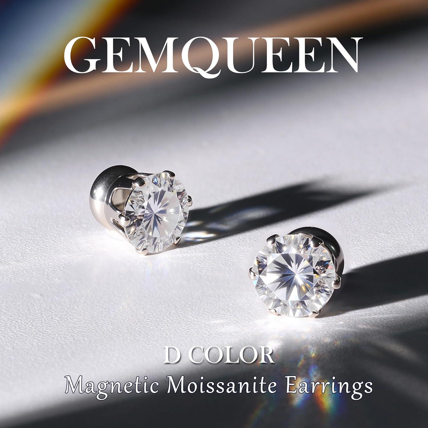 Pendientes Magnéticos Moissanita 6mm Acero Inoxidable Hipoalergénico