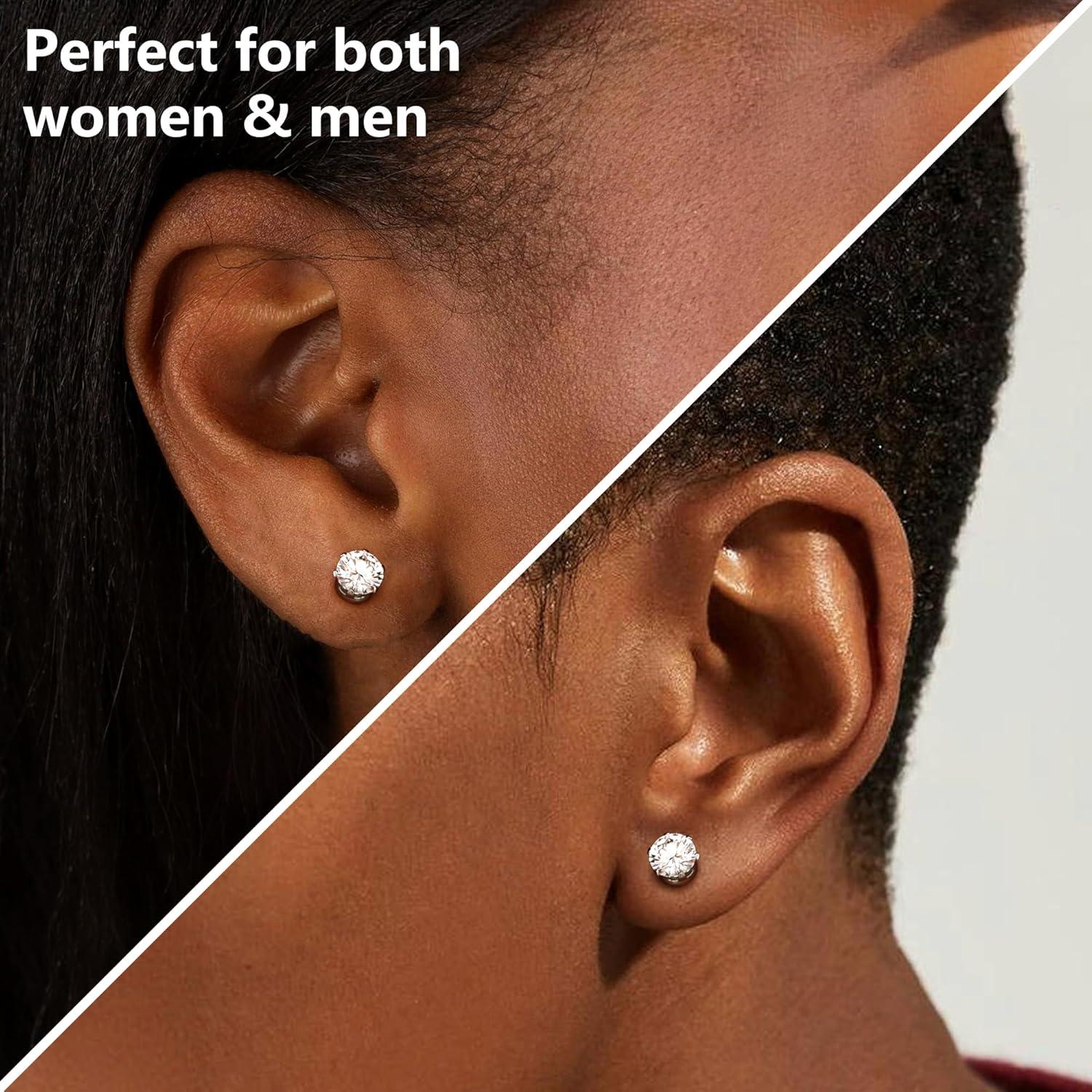 Pendientes Magnéticos Moissanita 6mm Acero Inoxidable Hipoalergénico