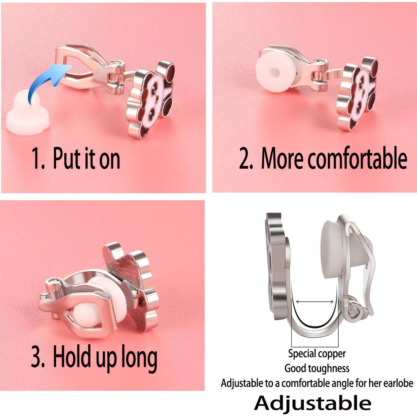 20 Pares de Pendientes de Clip para Niños - Animales Lindos